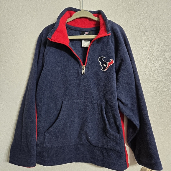 NFL Houston Texans Football Fleece Pullover Jacket Quarter Zip Top, Kids M - Picture 1 of 7